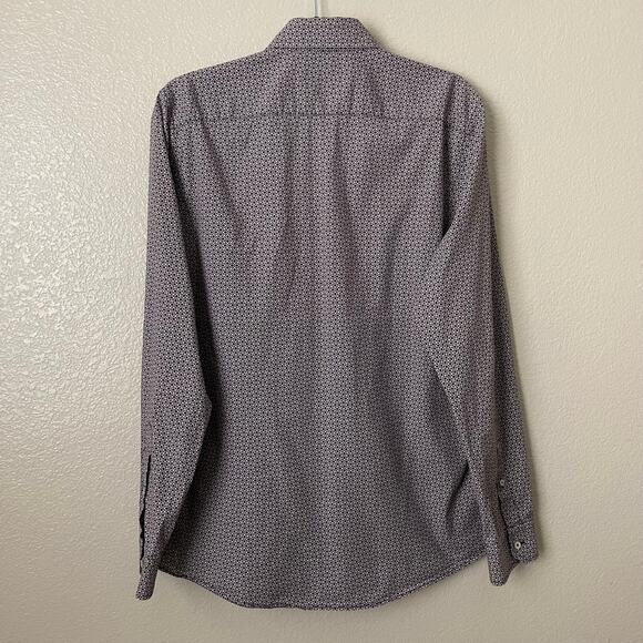 Gucci Dress Shirt Mens 41 16 White Blue Geometric Print Fitted Cotton Preppy - Picture 8 of 15